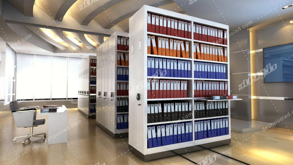 سیستم قفسه بندی متحرک اداری مکانیکی Mechanical office mobile shelving system